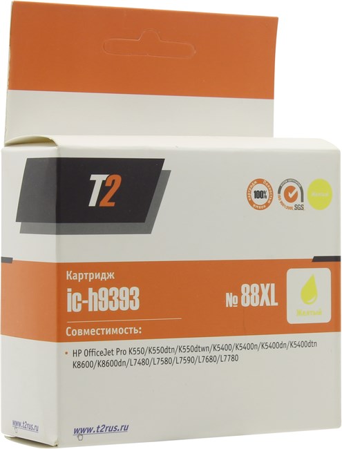 

Картридж струйный T2 (88XL), желтый, совместимый, для HP OJ Pro K550/K5400/K8600/L7480/L7580/L7680/L7780