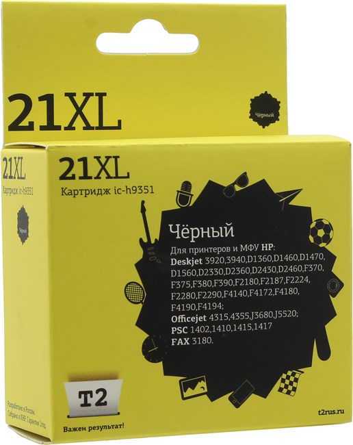 

Картридж T2 IC-H9351 №21XL для Deskjet 3920/D1360/D1460/D1560/D2330/F2180/F380/PSC1410, черный