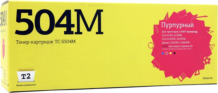 

Картридж T2 TC-S504M для Samsung CLP-415/CLX-4195/Xpress C1810W, 1800 стр., пурпурный, с чипом