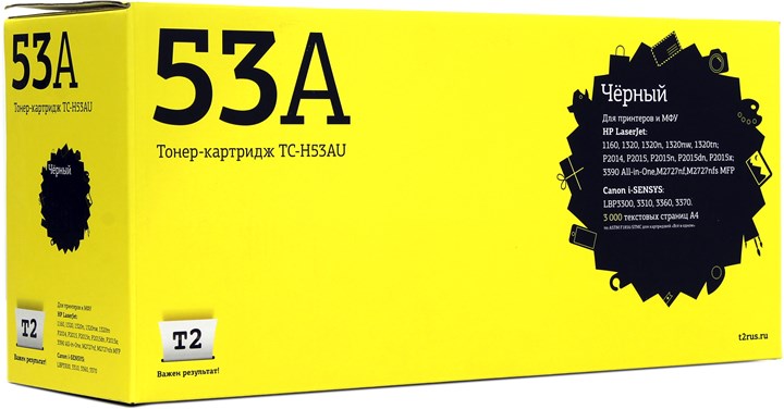 

Картридж лазерный T2 TC-H53AU (53A/49A/Q7553A/Q5949A), черный, 3000 страниц, совместимый, для LJ 1160/P2015/M2727nf, с чипом