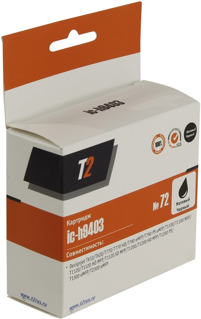 

Картридж струйный T2 IC-H9403 (№72/C9403A), черный, совместимый, для HP T610/T620/T770/T790/T1100/T1200/T1300/T2300