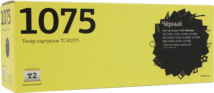 

Картридж лазерный T2 TC-B1075 (TN-1075/TN-1075), черный, 1000 страниц, совместимый для Brother HL-1110R/1112R/DCP-1510R/1512R/MFC-1810R/1815R