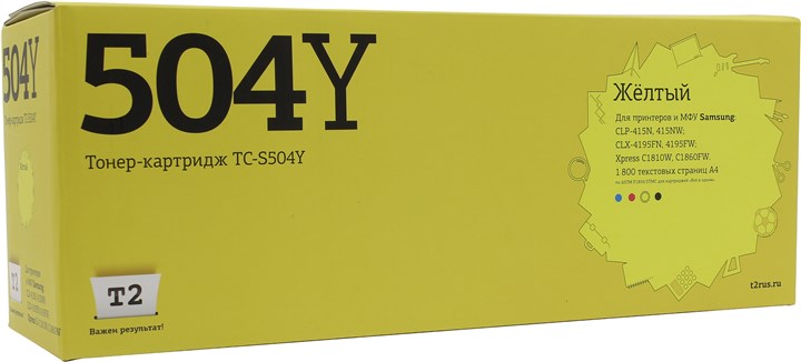

Картридж T2 TC-S504Y для Samsung CLP-415/CLX-4195/Xpress C1810W, 1800 стр., желтый, с чипом