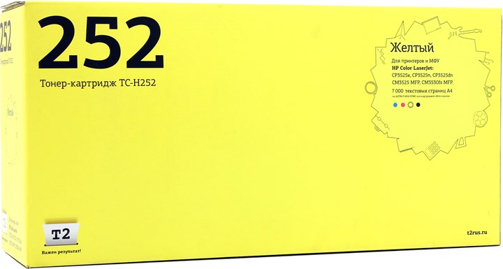 

Картридж лазерный T2 TC-H252 (CE252A), желтый, 7000 страниц, совместимый для CLJ CP3525n/CM3530