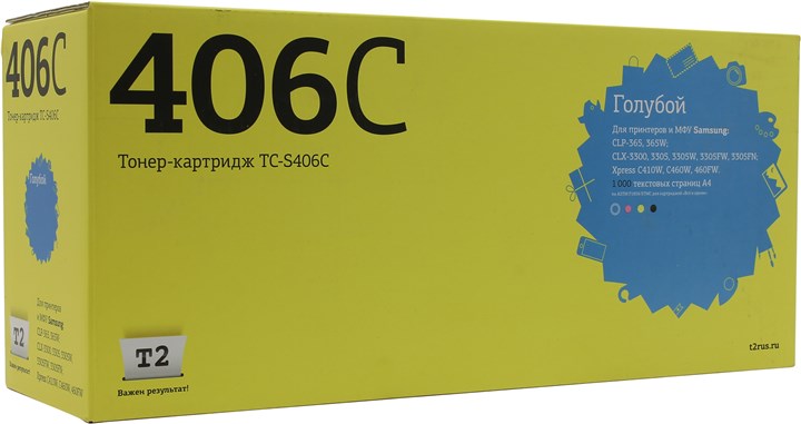 

Картридж лазерный T2 TC-S406C (CLT-C406S/CLT-C406S), голубой, 1000 страниц, совместимый для Samsung CLP-365/CLX-3300/3305/Xpress C410
