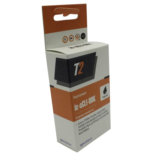 

Картридж струйный T2 IC-CCLI-8BK (CLI-8BK/0620B024), черный, совместимый, для Canon PIXMA iP4200/4300/5200/Pro9000/MP500/600