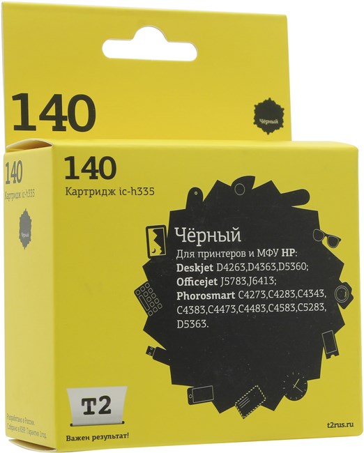 

Картридж T2 IC-H335 №140 для Deskjet D4263/D5360/Officejet J5783/J6413/Photosmart C4273, черный