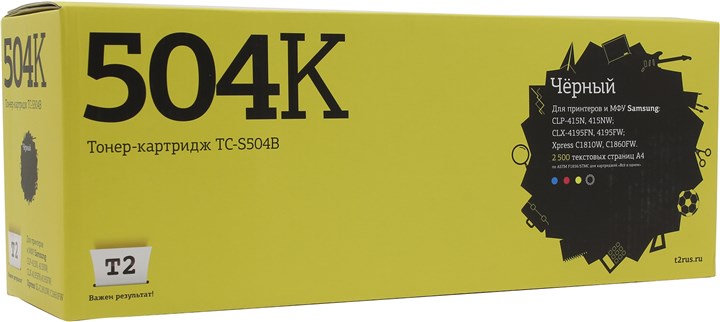 

Картридж T2 TC-S504B для Samsung CLP-415/CLX-4195/Xpress C1810W, 2500 стр., черный, с чипом