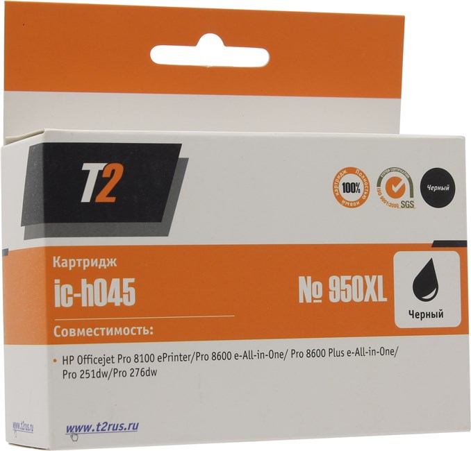

Картридж струйный T2 (950XL/CN045AE), черный, совместимый, для HP OJ Pro 8100/8600/8600 Plus/251dw/276dw
