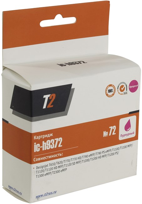 

Картридж струйный T2 IC-H9372 (№72/C9372A), пурпурный, совместимый, для HP T610/T620/T770/T790/T1100/T1200/T1300/T2300