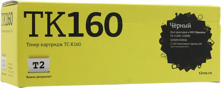 

Картридж лазерный T2 TC-K160 (TK-160/1T02LY0NL0), черный, 2500 страниц, совместимый для Kyocera FS-1120D/1120DN/ECOSYS P2035d