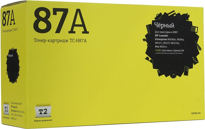 

Картридж лазерный T2 TC-H87A (CF287A), черный, 9000 страниц, совместимый, для LJ Pro M501n/Enterprise M506/M527, с чипом