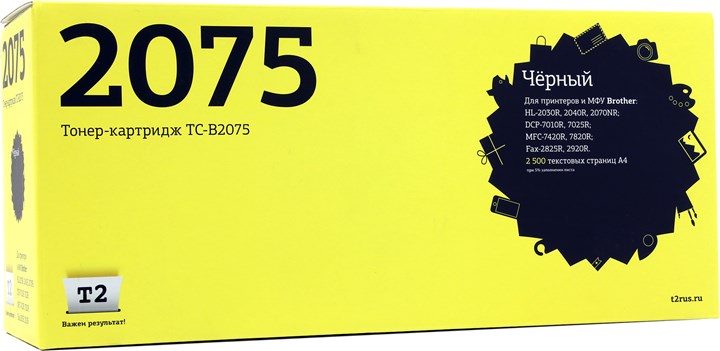 

Картридж лазерный T2 TC-B2075 (TN-2075), черный, 12000 страниц, совместимый для Brother HL-2030R/2040R/2070NR/DCP-7010R/7025R
