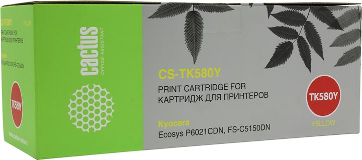 

Картридж лазерный Cactus CS-TK580Y (TK-580Y), желтый, 2800 страниц, совместимый для Kyocera FS-C5150DN, ECOSYS P6021cdn