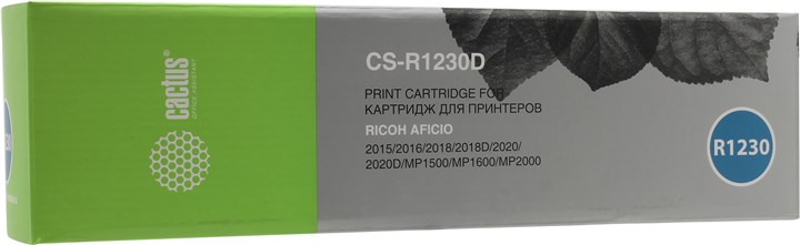 

Картридж лазерный Cactus CS-R1230D (1230D), черный, 9000 страниц, совместимый, для Ricoh Aficio 2015 / 2018D / 2020 / MP1500 / MP1600 / MP2000