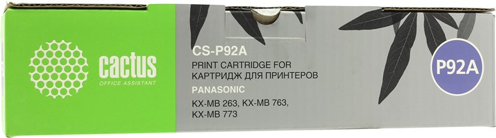 Картридж лазерный Cactus CS-P92A (KX-FAT92A7), черный, 2000 страниц, совместимый, для Panasonic KX-MB263RU, KX-MB283RU, KX-MB763RU, KX-MB773RU, KX-MB783RU