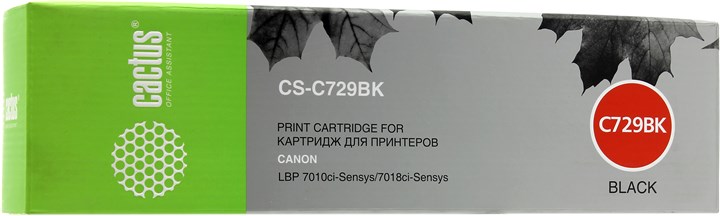 

Картридж лазерный Cactus CS-C729BK (729 BK), черный, 1200 страниц, совместимый для Canon LBP7010C / LBP7018C