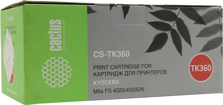

Картридж лазерный Cactus CS-TK360 (TK-360), черный, 20000 страниц, совместимый для Kyocera FS-4020DN