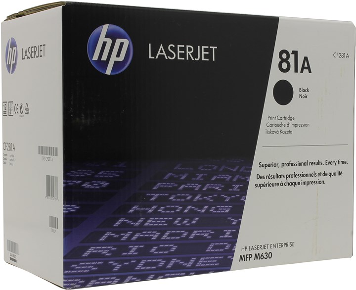 

Картридж лазерный HP 81A/CF281A, черный, 10500 страниц, оригинальный для HP LaserJet Enterprise M604dn / M604n / M605dn / M605n / M605x / M606dn / M606x / M630dn / M630f / M630h / M630z, 81A