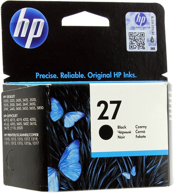 

Картридж струйный HP 27 (C8727AE), черный, оригинальный, объем 10мл, ресурс 280 страниц, для HP Officejet 4355 / 4212 / 5610 / 4255 / 6160, HP PSC 1315 / 1210 / 1216 / 1315 / 1215, HP Deskjet 3845 / 5150 / 3325 / 3420, 27