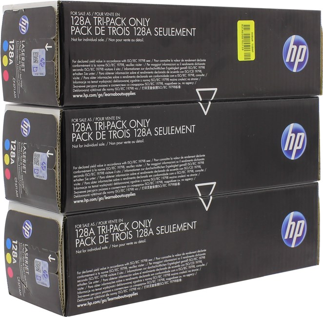 

Комплект картриджей лазерный HP 128A/CF371AM, голубой/пурпурный/желтый, 3 шт. шт., 1300 страниц, оригинальный для HP LaserJet Pro CM1415fn / CM1415fnw / CP1525n / CP1525nw, 128A