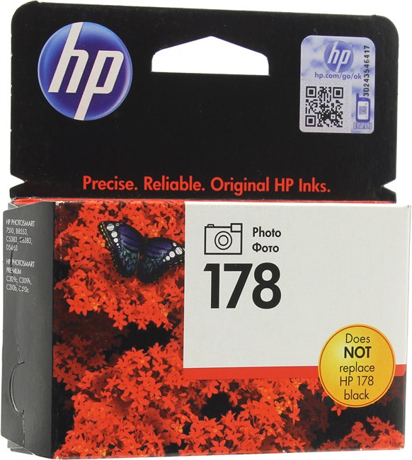 

Картридж струйный HP 178 (CB317HE), фото-черный, оригинальный, объем 4мл, ресурс 130 страниц, для HP Deskjet 3070A, HP Photosmart 5510 / 5515 / 6510 / 7510 / C5383 / C6383 / D5463, B8553, 178