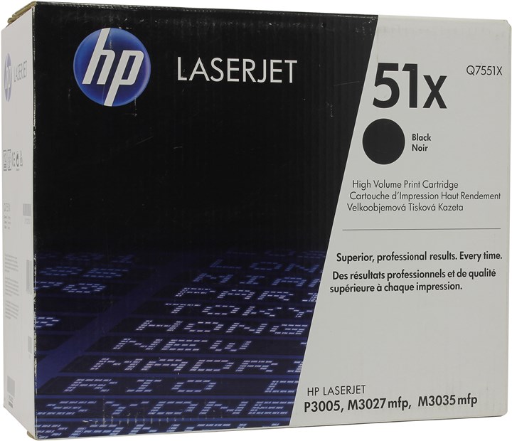 

Картридж лазерный HP 51X/Q7551X, черный, 13000 страниц, оригинальный для LaserJet M3027x / M3027 / M3035 / M3035xs / M3005 / M3005d / M3005dn / M3005n / M3005x, 51X