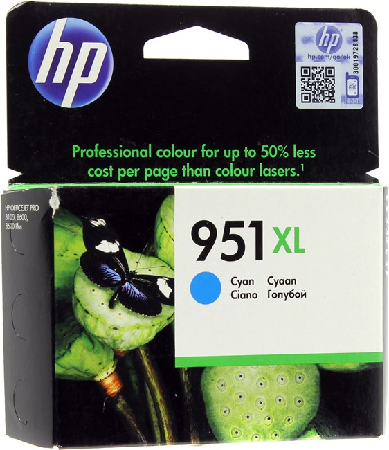 

Картридж струйный HP 951XL (CN046AE), голубой, оригинальный, ресурс 1500 страниц для HP HP Officejet Pro 8610 / 276dw / 251dw / 8100 / 8600 Plus / 8600 / 8620, 951XL