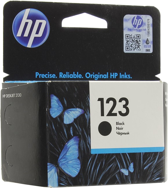 Картридж струйный HP 123 (F6V17AE), черный, оригинальный, ресурс 120 страниц, для HP DeskJet 2130