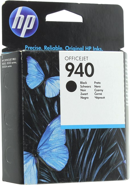

Картридж струйный HP 940 (C4902AE), черный, оригинальный, ресурс 1000 страниц, для HP Officejet Pro 8000 / 8500, 940
