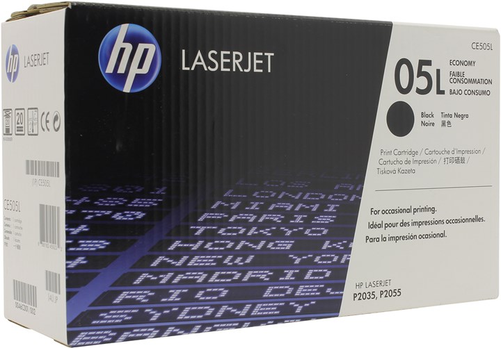 

Картридж лазерный HP 05L/CE505L, черный, 1000 страниц, оригинальный для HP LaserJet P2035 / P2055d / P2055dn, 05L