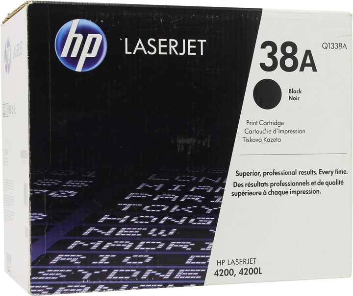 

Картридж лазерный HP 38A/Q1338A, черный, 12000 страниц, оригинальный для LaserJet 4200dtns / 4200ln / 4200 / 4200dtn / 4200dtnsl / 4200n / 4200tn, 38A