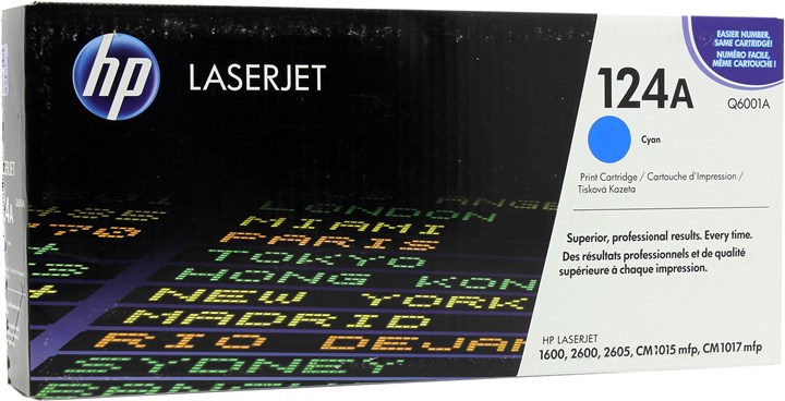 

Картридж лазерный HP 124A/Q6001A, голубой, 2000 страниц, оригинальный для HP Color LaserJet 1600 / 2600n / 2605 / 2605dn / 2605dtn, 124A