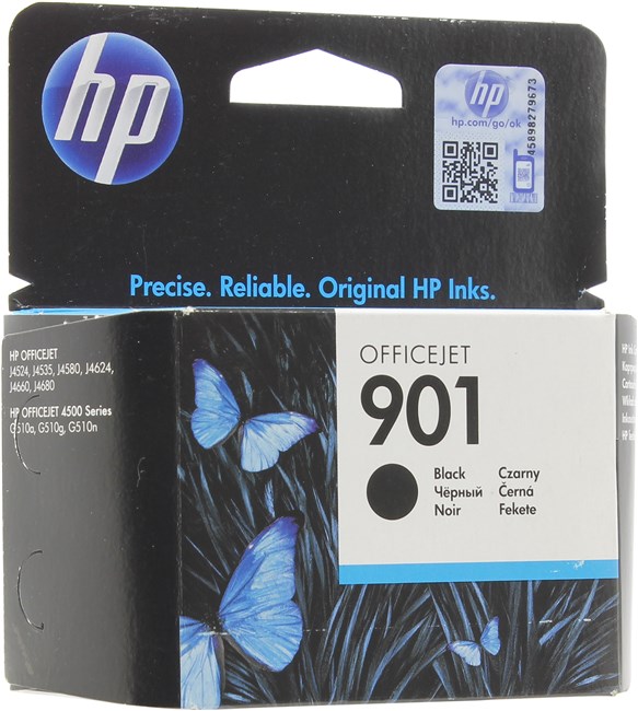 

Картридж струйный HP 901 (CC653AE), черный, оригинальный, ресурс 200 страниц, для HP Officejet 4500 / J4580 / J4660, 901