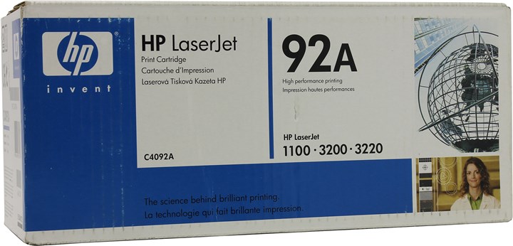 Картридж лазерный HP C4092A, черный, 1шт., 2500 страниц, оригинальный, для HP LaserJet 1100a / 1100