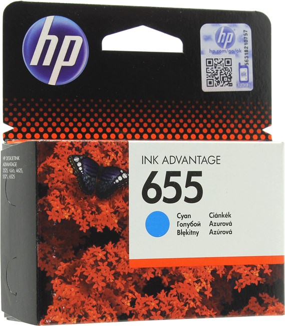 

Картридж струйный HP 655 (CZ110AE), голубой, оригинальный, ресурс 600 страниц для HP HP Deskjet Ink Advantage 3525 / 4615 / 4625 / 5525 / 6525, 655