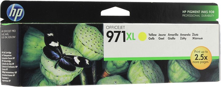 

Картридж струйный HP 971XL (CN628AE), желтый, оригинальный, ресурс 6600 страниц для HP HP Officejet Pro X576dw / X476dw / X451dw / X551dw, 971XL
