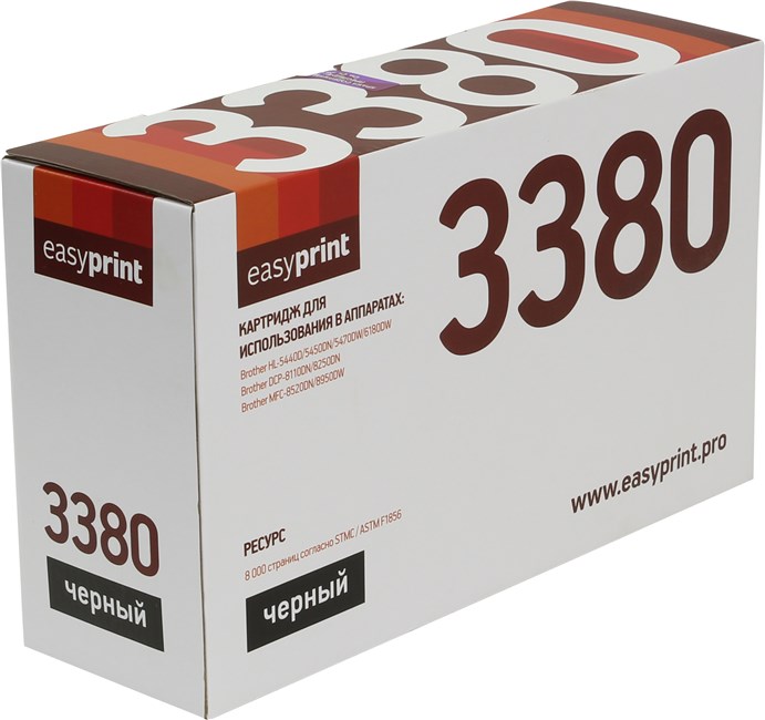 

Картридж лазерный EasyPrint LB-3380, 8000 страниц, совместимый для Brother HL-5440D/5450DN/5470DW/6180DW/DCP-8250DN