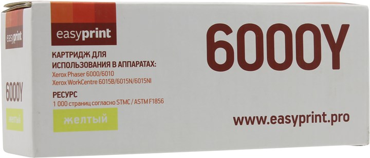 

Картридж лазерный EasyPrint LX-6000Y (106R01633), желтый, 1000 страниц, совместимый для Xerox Phaser 6000/6010N/ WC 6015