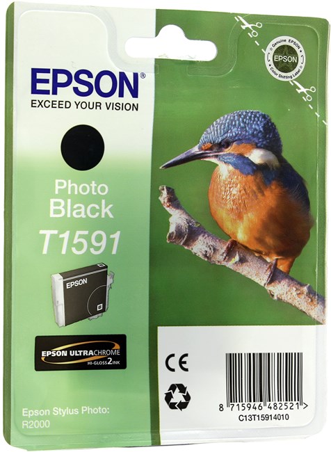 

Картридж струйный Epson T1591 (C13T15914010), черный, оригинальный, ресурс 850 страниц для Epson Epson Stylus Photo R2000, T1591