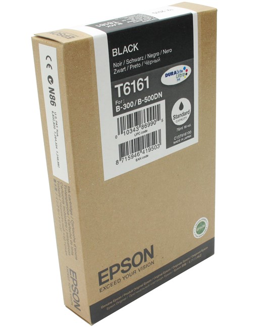 

Картридж струйный Epson T6161 (C13T616100), черный, оригинальный, объем 76мл, для Epson B-500DN / B-310 / B-310N / B-510DN, T6161