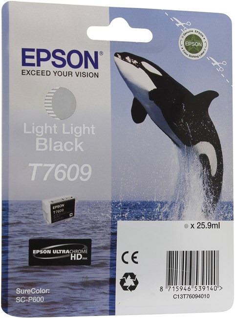 

Картридж струйный Epson T7609 (C13T76094010), светло-серый, оригинальный, ресурс 12000 страниц для Epson Epson SureColor SC-P600, T7609