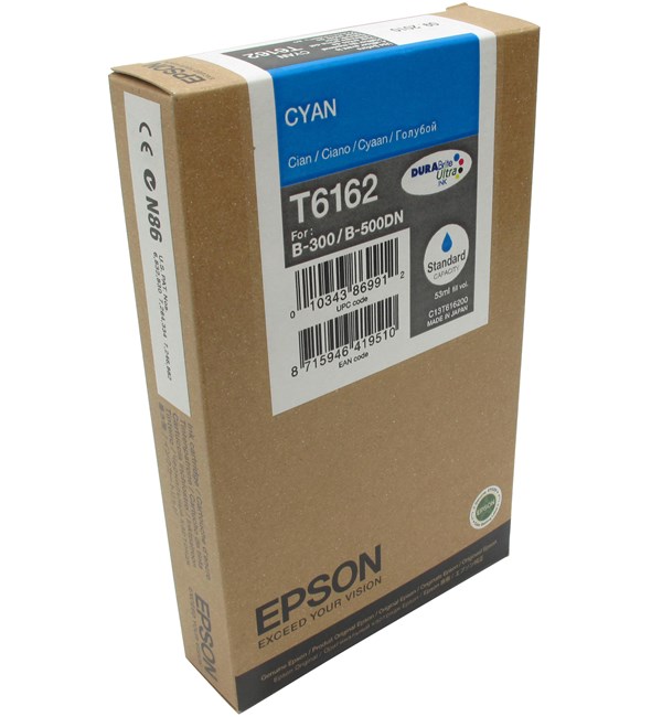 

Картридж струйный Epson T6162 (C13T616200), голубой, оригинальный, объем 53мл, для Epson B-500DN / B-310 / B-310N / B-510DN, T6162