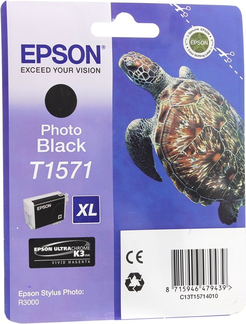 

Картридж струйный Epson T1571 (C13T15714010), фото черный, оригинальный, ресурс 850 страниц для Epson Epson Stylus Photo R3000, T1571