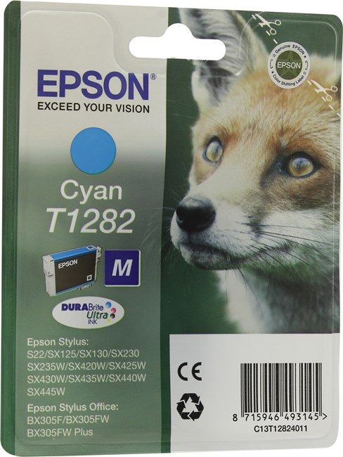 Картридж Epson T1282 (C13T12824010/C13T12824011/C13T12824012), голубой