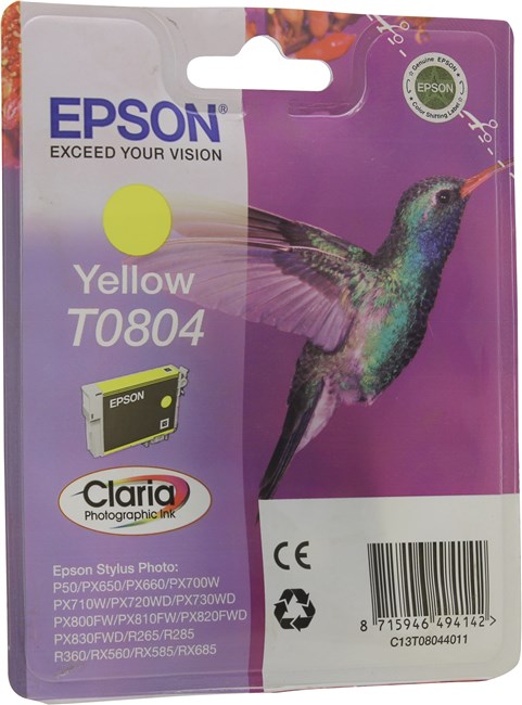 Картридж Epson T0804 (C13T08044010/C13T08044011/C13T08044021), желтый
