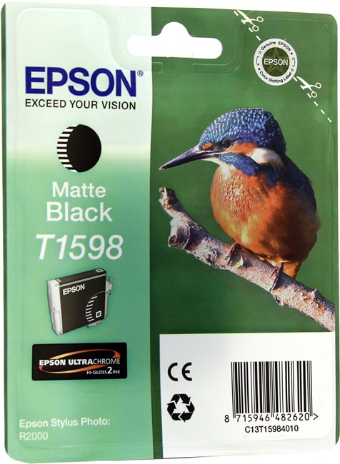 

Картридж струйный Epson T1598 (C13T15984010), матовый черный, оригинальный, ресурс 850 страниц для Epson Epson Stylus Photo R2000, T1598