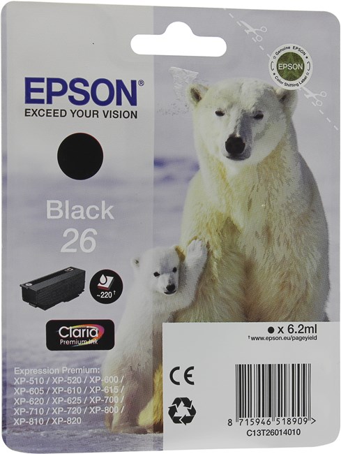 Картридж Epson T2601 (C13T26014010/C13T26014012), черный