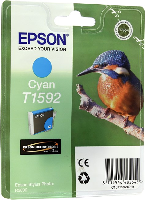

Картридж струйный Epson T1592 (C13T15924010), голубой, оригинальный, ресурс 850 страниц для Epson Epson Stylus Photo R2000, T1592