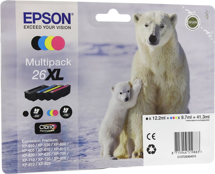 

Картридж струйный Epson T2636 (C13T26364010), голубой/пурпурный/желтый/черный, оригинальный для Epson Epson Expression Premium XP-600 / XP-605 / XP-700 / XP-710 / XP-800 / XP-820, T2636